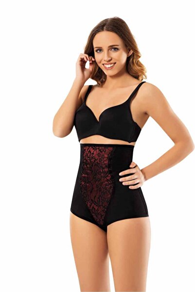 Letti by Şalcı Kadın Bordo Dantelli Mideli Sıkılaştırıcı Slip Korse