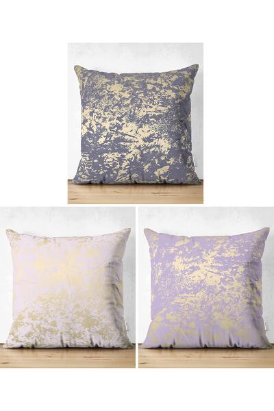 Realhomes Set de huse de pernă pentru pernă din piele de căprioară, cu model de marmură, cu două fețe, 3 piese