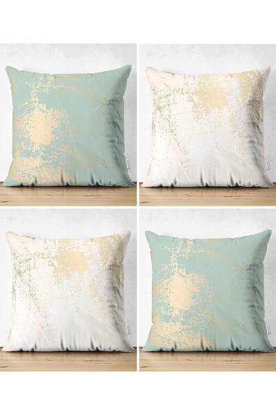 Realhomes 4'lü Çift Taraflı Renkli Zeminli Gold Detaylı Mermer Desenli Modern...