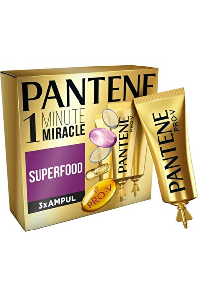Pantene 1 أمبولة ميراكل لتصويب الشعر - علاج سوبر فود، 3 × 15 مل