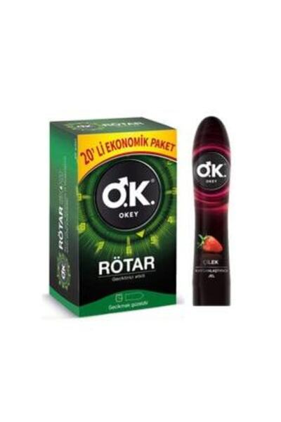 Okey Ok Rotar 20 Li Ve Çilekli Kayganlaştırcı Jel 100 Ml. Set