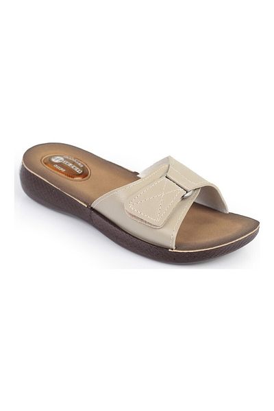 GEZER Women's Cream Velcro Gel Orthopedic Massage Sole Daily Slippers