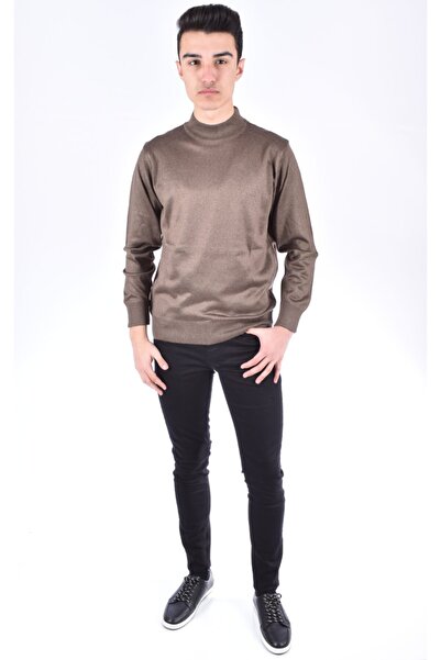 LASEİ YUN Men's Half Wool Fisherman Sweater