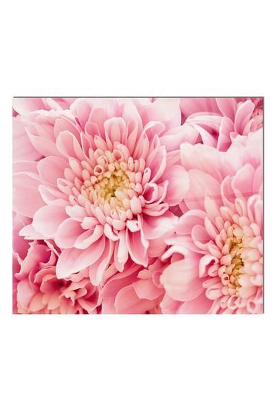 Olinpa 50x50 Cm Glass Stove Back Protector - Pink Flower Pattern Built-in