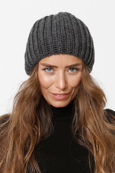 Vemod Thessaloniki Knitted Knitwear Plain Beret - Anthracite
