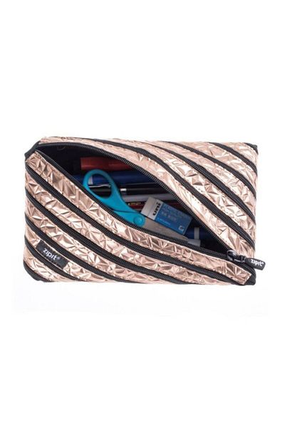 Zipit Rose Gold Metallic Jumbo Pencil Case