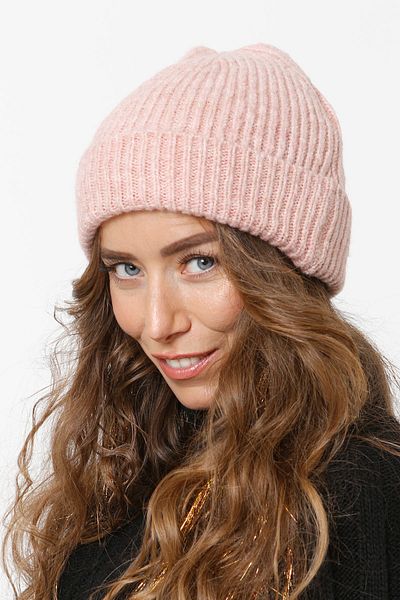 Vemod Mohair Folded Washed Knitwear Knitted Beanie - Powder