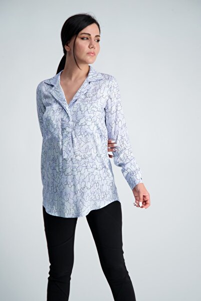 NEWRULES Çift Cep Geniş Yaka Dökümlü Ipek Gömlek