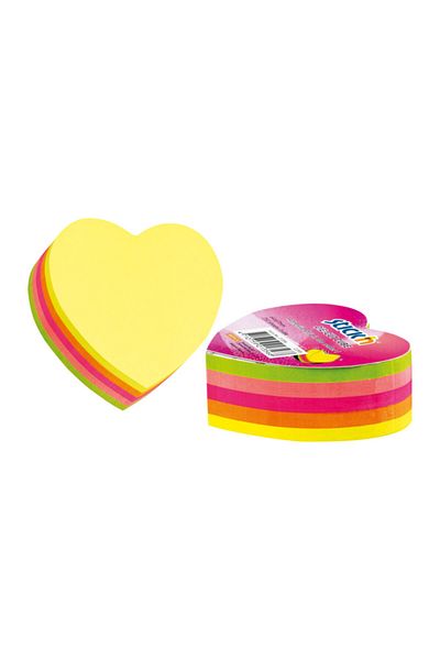 Hopax Stickn 67x67mm مكعب كتلة النيون 5 ألوان على شكل قلب ورق ملاحظات لاصق 250 Yp(3 عبوات)