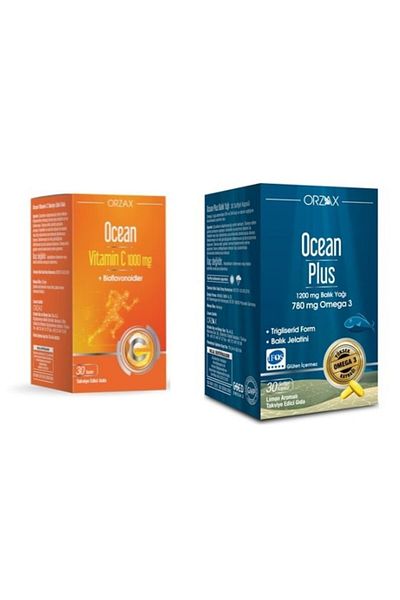 Ocean Ocean Vitamin C - 1000mg 30 Tablets and 1200mg 30 Capsules Lemon Flavored Fish Oil