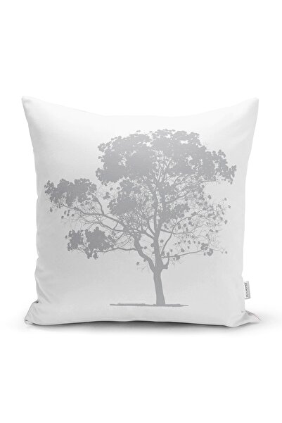 Realhomes Διακοσμητικό ριχτάρι μαξιλαροθήκη με μοτίβο σε γκρι δέντρο σε λευκό...