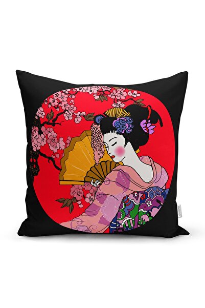 Realhomes Dvostrana jastučnica od modernog antilopa sa motivom japanske devoj...