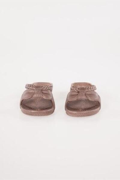 Ayakkabı Ülkesi Tan Colored Non-Slip Daily Slippers - Beach, Sea, Garden and Home Embroidered Warehouse