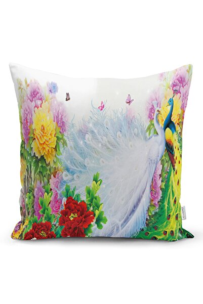 Realhomes غطاء وسادة مطبوع رقميًا بتصميم الطاووس الحديث