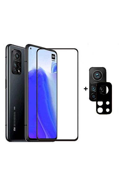 BizimGross Xiaomi Mi 10t Pro Rear Camera Lens Protection and 5D Screen Protector Shatterproof Glass