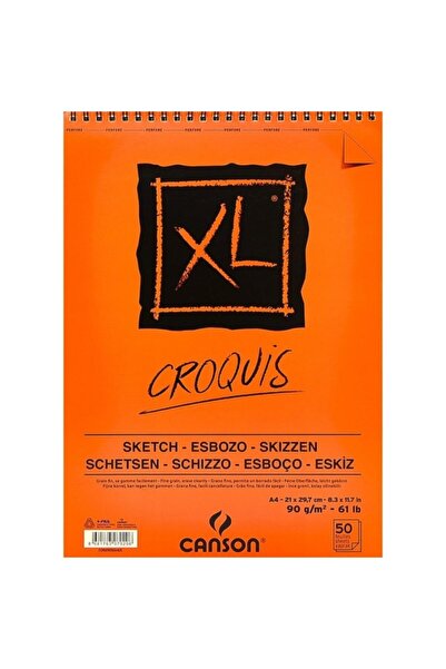 Canson A5-90 G Croquis xl Eskiz Çizim Defteri Üstten Spiralli 50 Yp.
