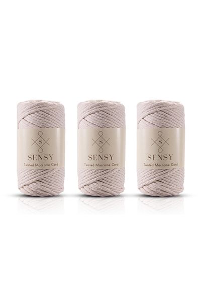 SENSY Premium Scanned Macrame Macrame Hobby Thread Set of 3 Ecru