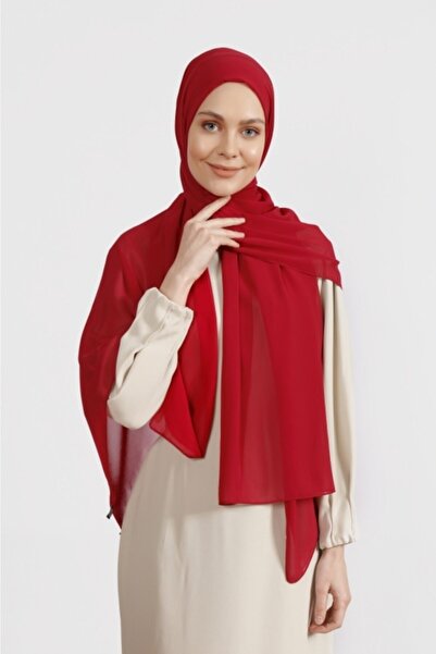 Differenza Crepe Chiffon Shawl Dark Red