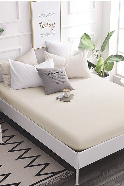 Roza Home Collection Cream Double Fitted Sheet Cotton-towel Fabric 160x200
