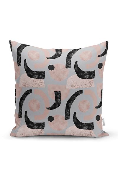 Realhomes Motiv de desen geometric abstract pe fundal gri Husă de pernă