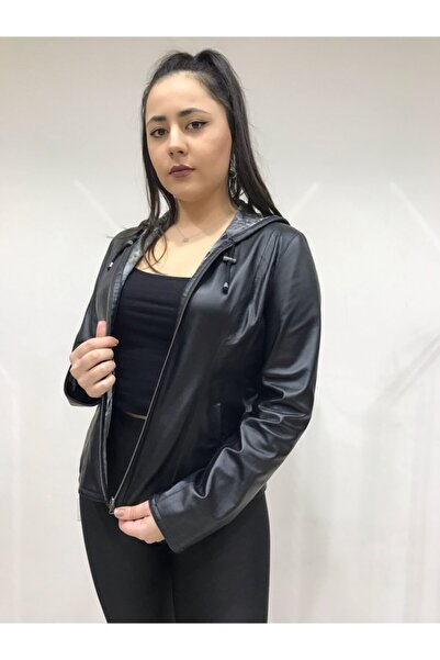 NEW VENTURE GIAN FERRE SOLID LEATHER Kadın Hakiki Deri Ceket Çift Taraflı Giy...