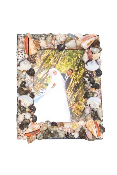 evinizdeki okyanus esintisi turkuaz hediyelik Picture Frame Mixed Shell