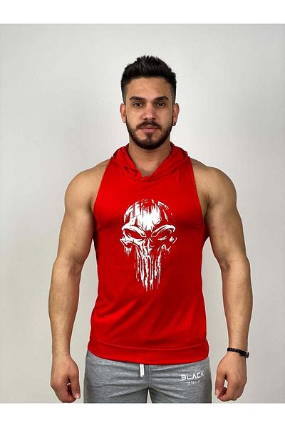 Black İstanbul Black - Punisher - Tank Top Gym Hooded Hoodie Athlete Undershirt