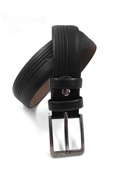 ZEKTON Μαύρη ανδρική ζώνη από συνθετικό δέρμα