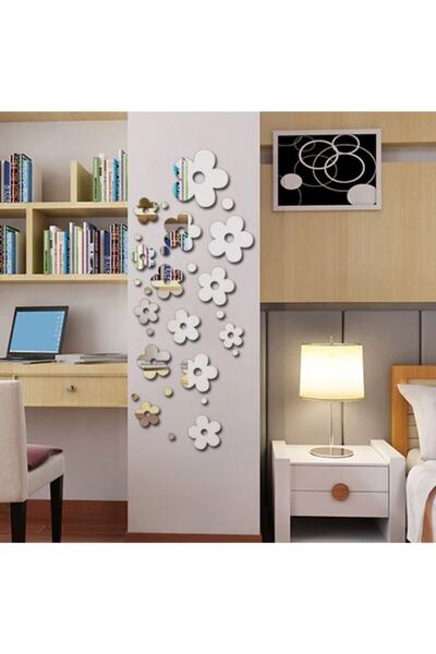 Genel Markalar Pleksi Süs Gümüş Papatya 12x Tavan Duvar Dekor Süsü