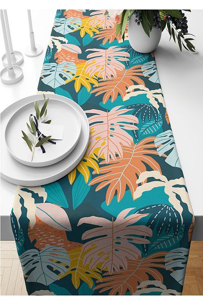 Pilloveland Runner 40*140 Cm Tesut din piele intoarsa cu model artistic