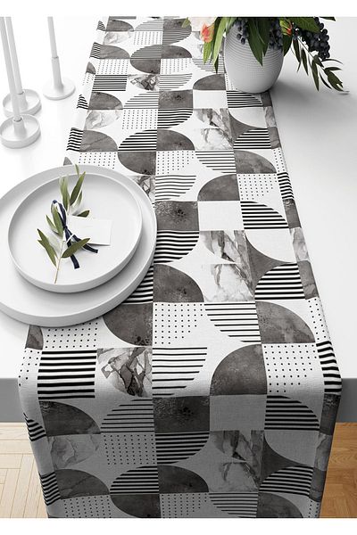 Pilloveland Runner 40*140 Cm Marble Patterned Suede Woven