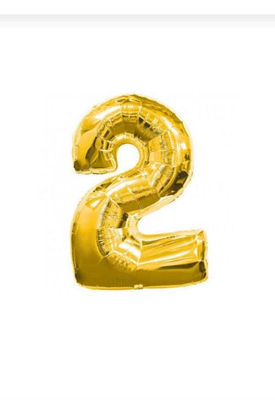 14Süs 2 Number Gold Foil Balloon Numbered Balloon 100 Cm Giant Size