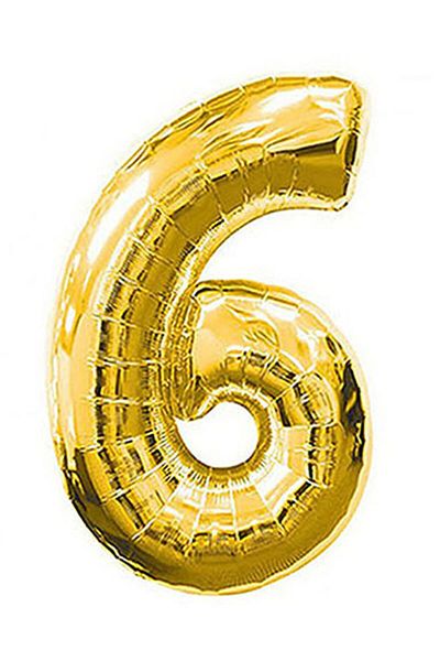 14Süs 6 Number Gold Foil Balloon Numbered Balloon 100 Cm Giant Size