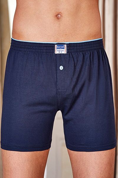 Berrak Ανδρικό βαμβακερό μπόξερ Navy Blue με κουμπιά 8 Συσκευασία