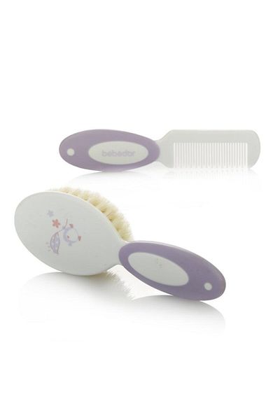 Bebedor Natural Bristle Brush & Comb Set (Code:573) - Lilac