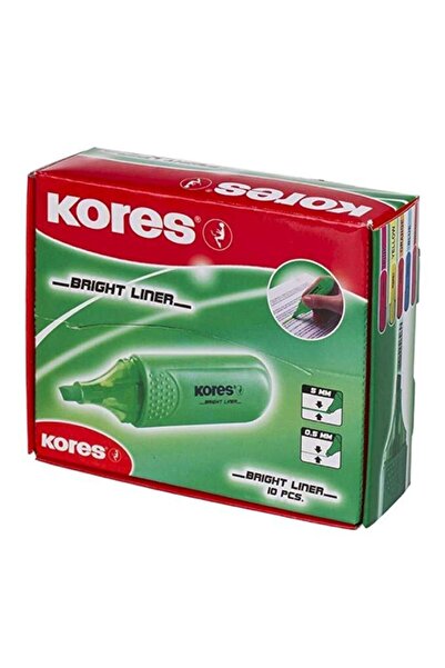kores 36105 Fosforlu Kalem Yeşil 10 Lu (1 Paket 10 Adet)