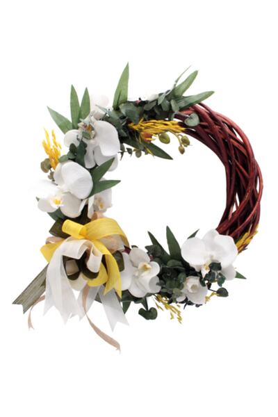 Lora Wedding Natural Wicker Door Ornament, Wreath Door Ornament