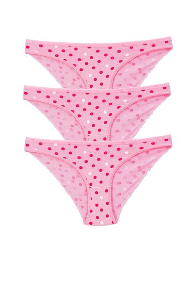 Pemilo Chiloți de bikini cu model pentru damă, pachet de 3, roz