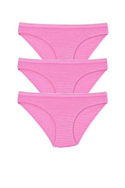 Pemilo Chiloți de bikini cu model pentru damă, pachet de 3, roz
