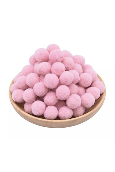 Yumuşakkeçe Powder Pink Soft Pompom Plush 100 Pieces 2cm