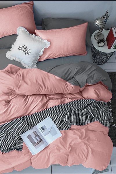 Always Σετ Παπλωματοθήκη Ranforce Διπλό Salmon Grey