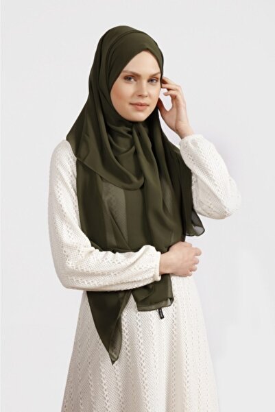 Differenza Krep Şifon Şal Koyu Haki