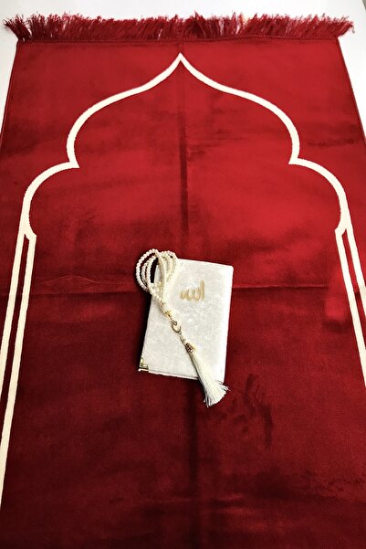 Kardelen Lüks Düz Desensiz Bordo Velür Seccade