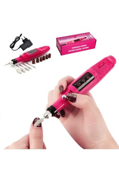 Elektrikli Tırnak Törpüsü Manikür Pedikür Törpü Seti Pembe Renk