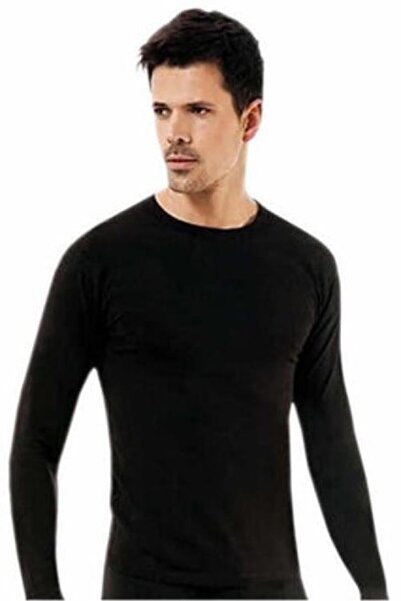 Tutku Men's Black Thermal Underwear Top Long Sleeve Undershirt