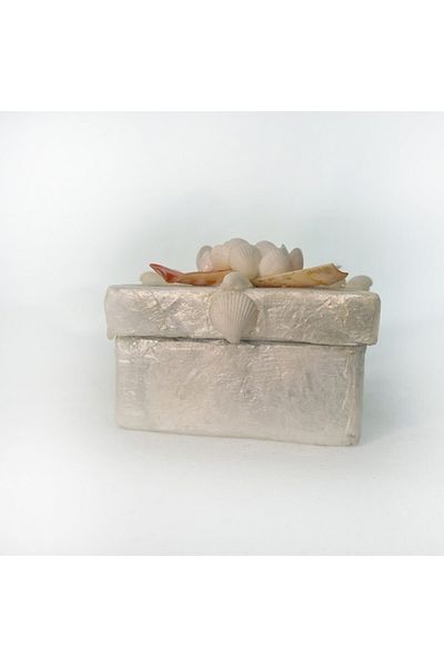 evinizdeki okyanus esintisi turkuaz hediyelik Red Medium Mother of Pearl Box - Square Shape