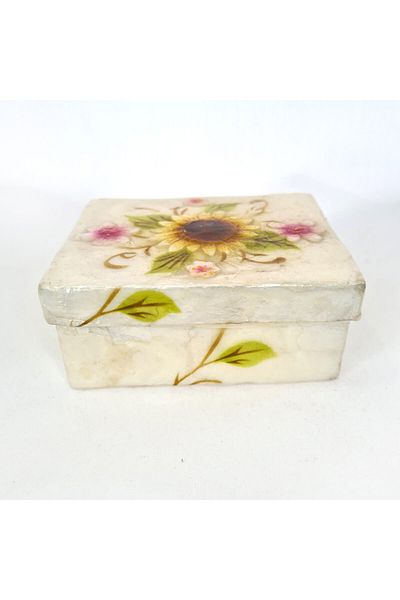 evinizdeki okyanus esintisi turkuaz hediyelik Small Mother of Pearl Box-rectangular-sunflower