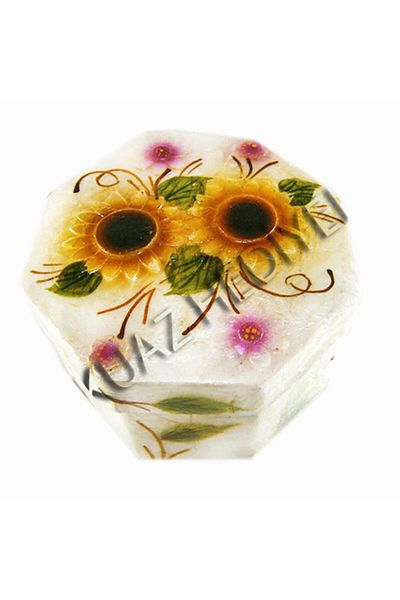 evinizdeki okyanus esintisi turkuaz hediyelik Large Mother-of-Pearl Box-hexagon-sunflower