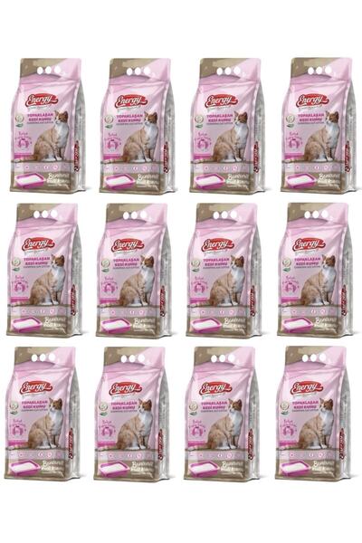 Energy Bentonit Kedi Kumu Bebek Pudrası Kokulu 10 Lt - 12 Paket - Toplam 120 Lt