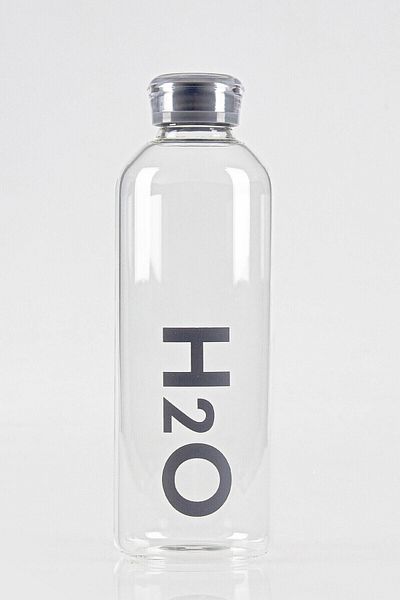 Romans Borosilicate Glass Flask Gray H2o Patterned 1 liter